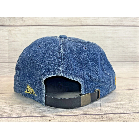 Vtg Imperial Headwear Official Rock Gear Denim & Leather Stitched Hat Strapback - Picture 3 of 10